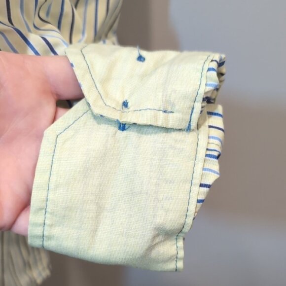 Michael Brandon Striped Mens Shirt Button Down Convertible Roll Tab Casual - Picture 7 of 10